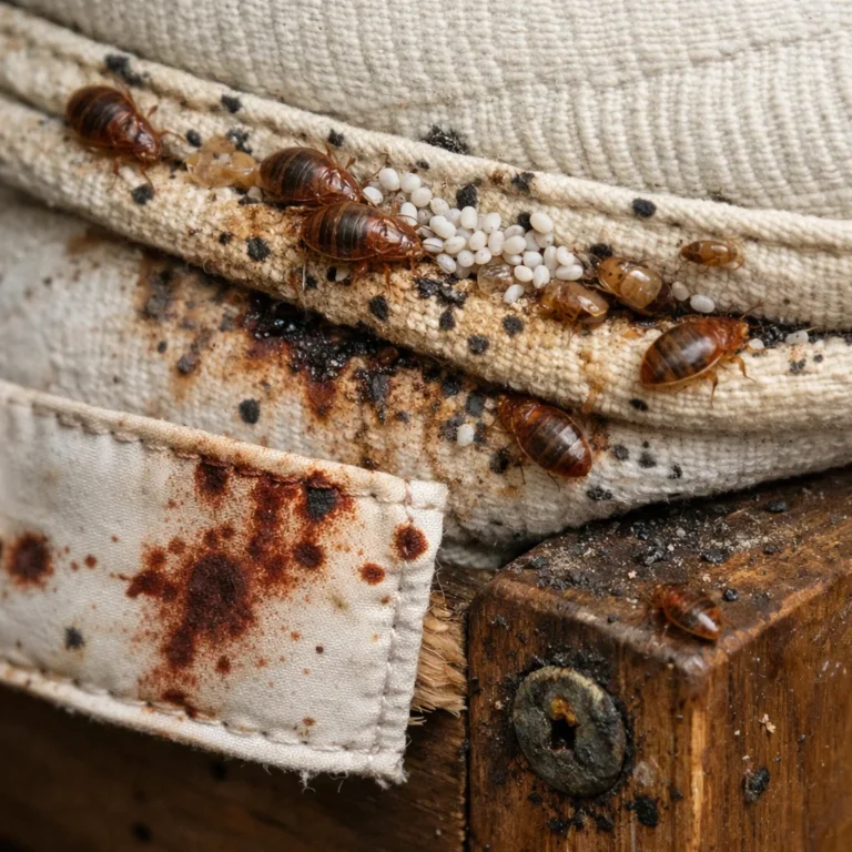 Early signs of bed bug infestation commonly found in bedrooms and accommodation units