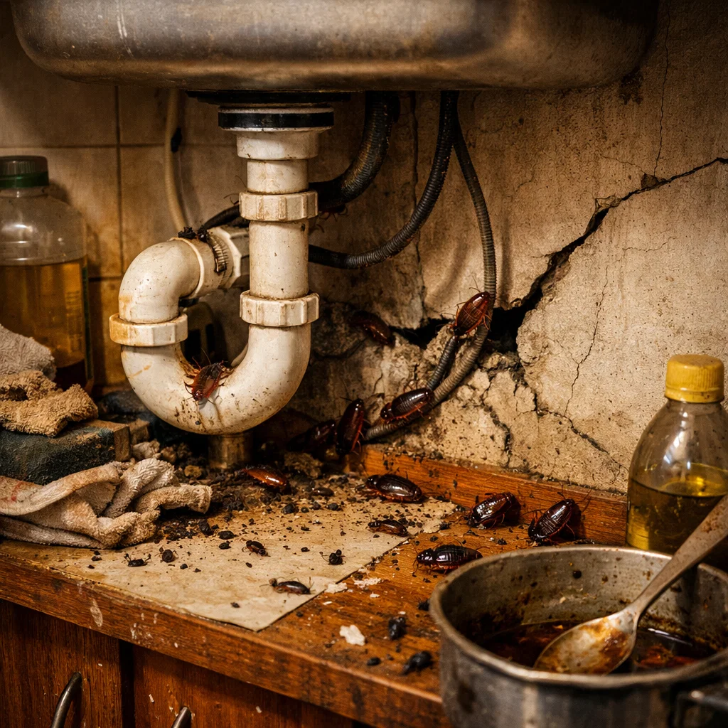 Real pest infestations often hide behind walls and cabinets before becoming visible