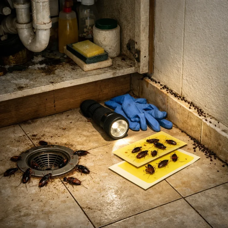 Realistic indoor pest infestation showing how hidden entry points and poor conditions allow pests to spread