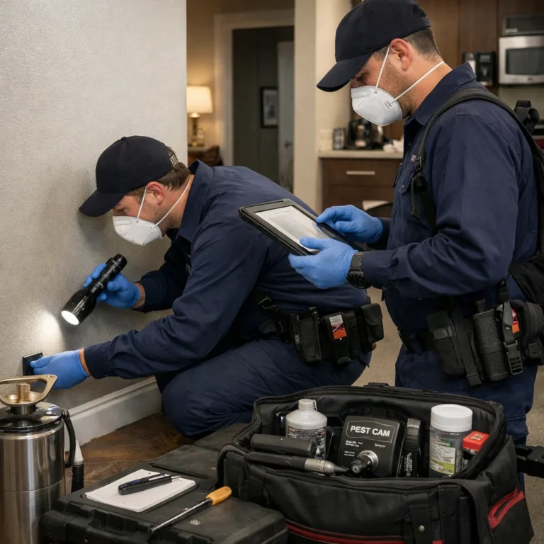 A professional pest control team focused on inspection safety and long-term protection