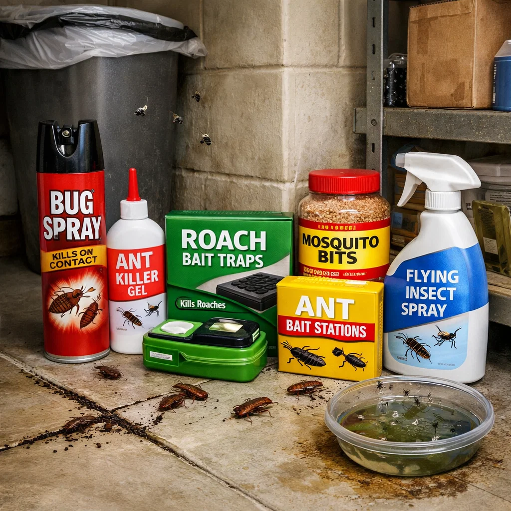 Different pest control products used to manage common household infestations