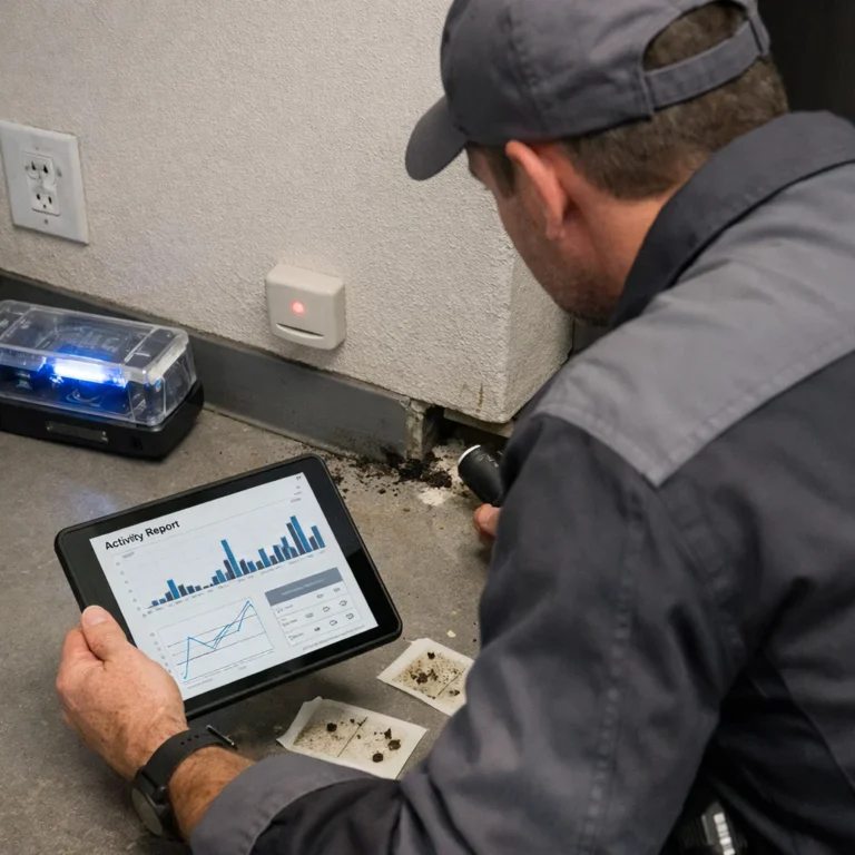 System-based pest analysis and monitoring performed by a pest control engineer