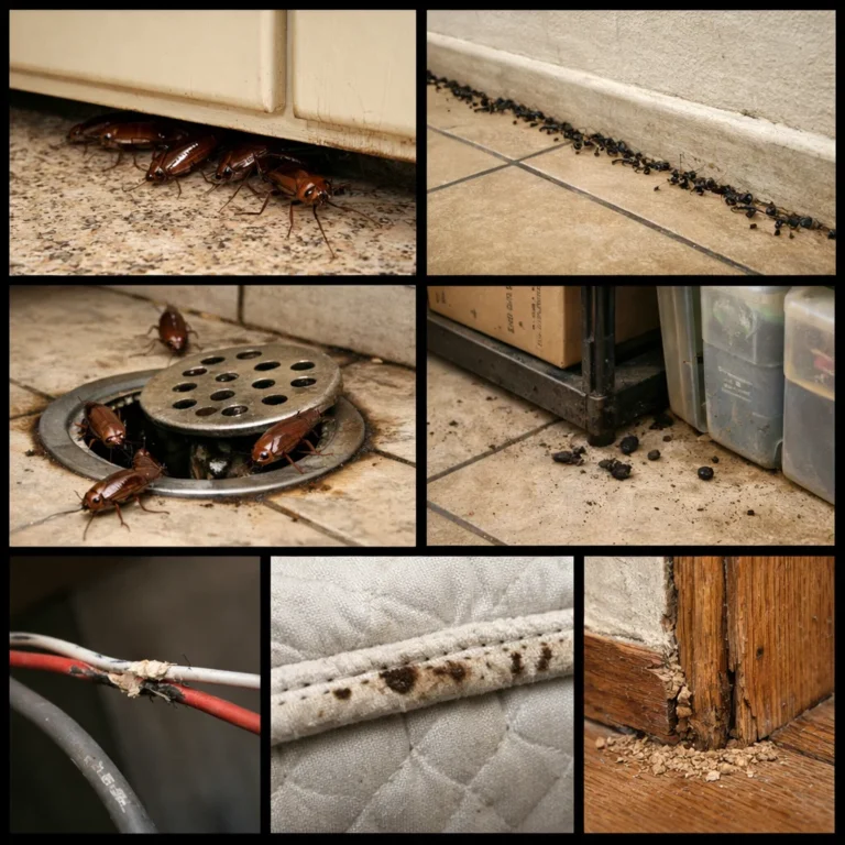 Visible signs of common local pest problems that require professional pest control services