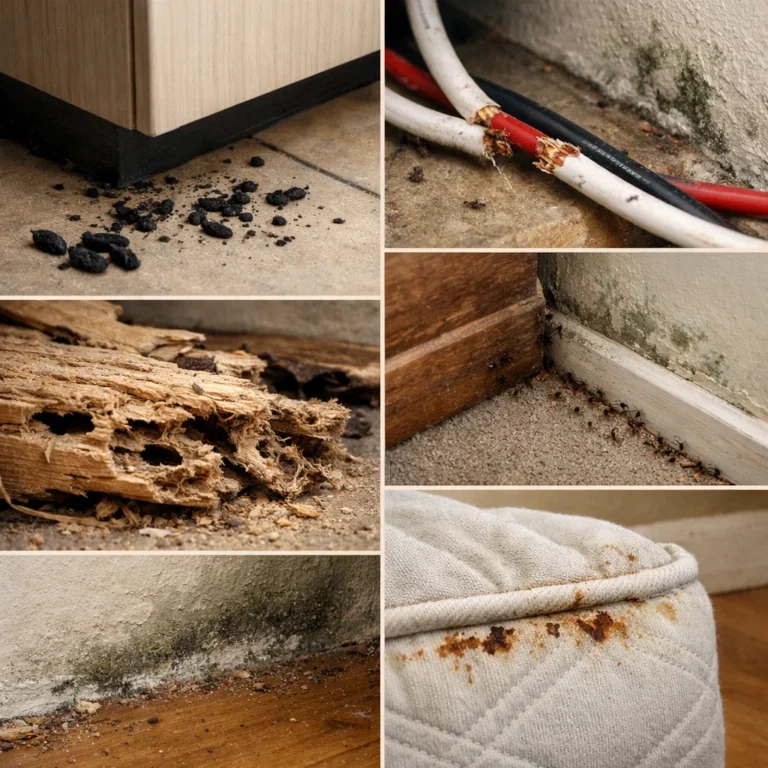 Visible signs of pest infestation that indicate the need for proper pest infestation control